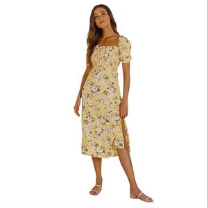 Faithfull the Brand Majorelle Pomeline Floral Crepe Jasmin Midi Dress